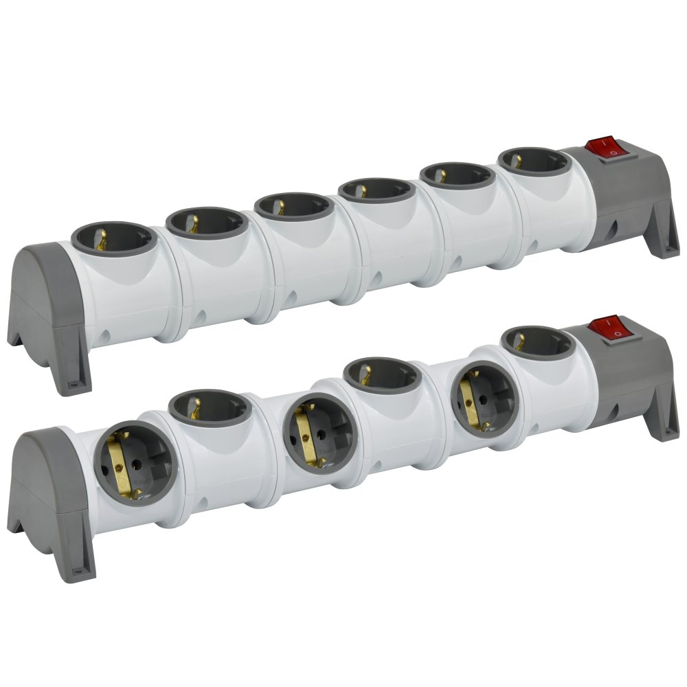 Фото Блок для подовж. 6-місний EC6-EMP (Schuko, пустий, 16A, 250V, 2P+PE)